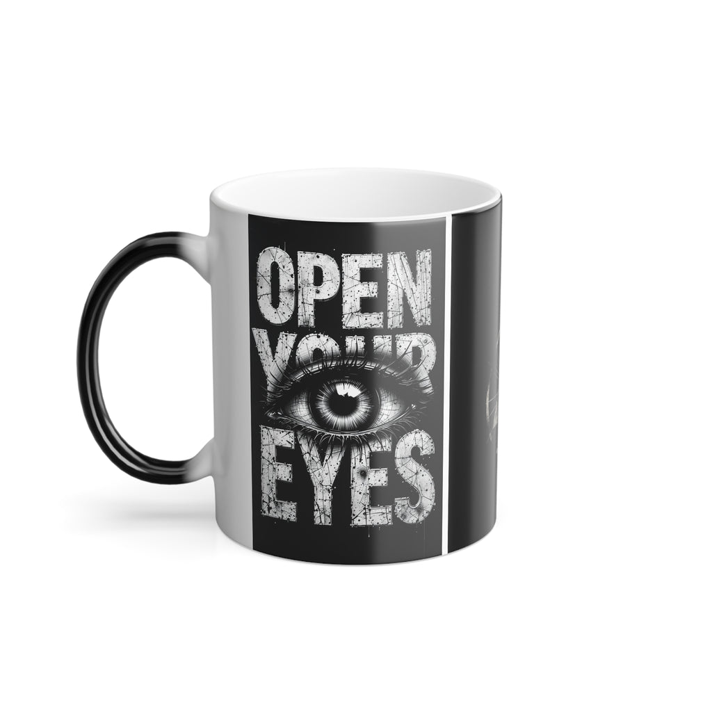 Occult Eye Color-Changing Mug — 11oz Morphing Ceramic with '666' Pyramid Design